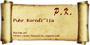 Puhr Kornélia névjegykártya